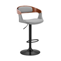 Gray Modern Upholstered Black Base Bar Stool