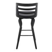 39" Matte Black And Gray Bar Height Swivel Full Back Bar Chair