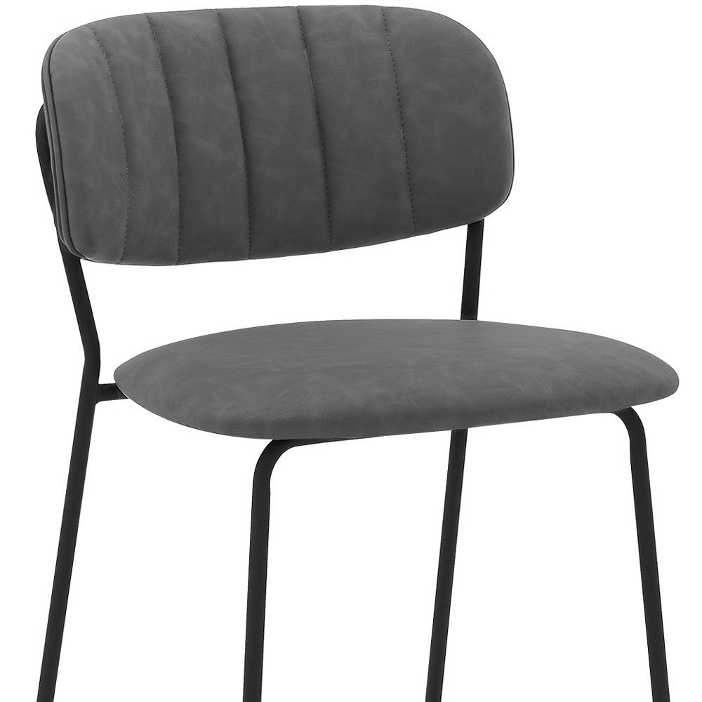 26" Mod Grey Faux Leather Bar Stool with Black Metal Frame