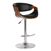 Mod Adjustable Black Faux Leather Swivel Bar Stool