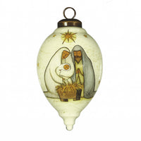 Nativity Holy Family Hand Painted Mouth Blown Glass Ornament