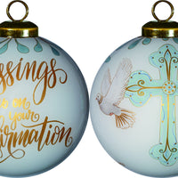 Gold Confirmation Hand Painted Mouth Blown Glass Ornament
