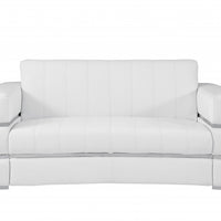 75" White Italian Leather Plush Density Solid Color Love Seat