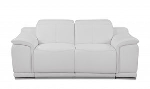 72" White Italian Leather Reclining  Love Seat