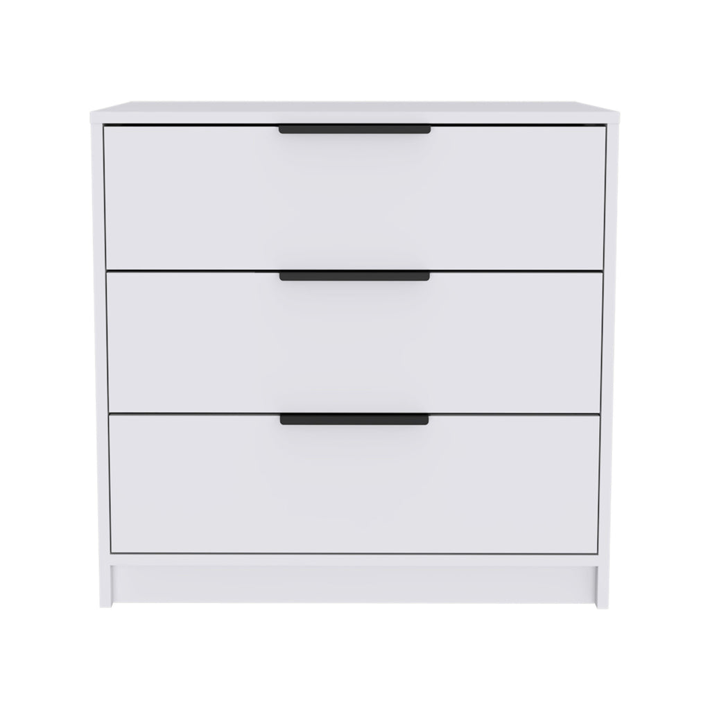 28" White Manufactured Wood Three Drawer Standard Dresser