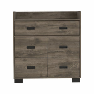 33" Dark Brown Manufactured Wood Five Drawer Standard Dresser