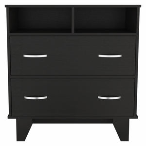 32" Black Manufactured Wood Two Drawer Standard Dresser