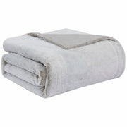 Reversible Buffalo White Rabbit and Mink Fur Throw Blanket