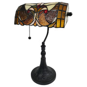 16" Tiffany Style Brown and Orange Banker Desk Lamp