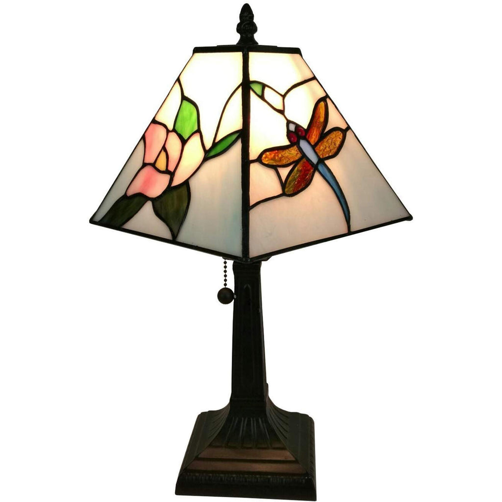 15" Tiffany Style Floral Dragonflies Table Lamp