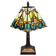 15" Tiffany Style Vintage Abstract Teal Table Lamp