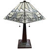 23" Stained Glass White Floral Two Light Mission Style Table Lamp