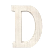 16" Distressed White Wash Wooden Initial Letter D Sculpture