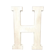 16" Distressed White Wash Wooden Initial Letter H Sculpture