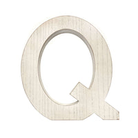 16" Distressed White Wash Wooden Initial Letter Q Sculpture