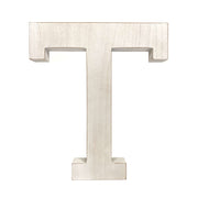16" Distressed White Wash Wooden Initial Letter T Sculpture