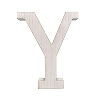 16" Distressed White Wash Wooden Initial Letter Y Sculpture