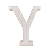 16" Distressed White Wash Wooden Initial Letter Y Sculpture