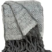 Gray Woven Acrylic Solid Color Reversable Throw