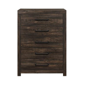 35" Rustic Dark Oak Solid Wood Five Drawer Standard Chest