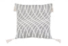 17" X 17" Grey And White Interlocking Zippered Polyester Throw Pillow With Tassels