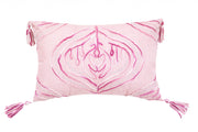 13" X 20" Pink White And Silver Abstract Zippered Polyester Throw Pillow With Tassels