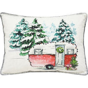 13" X 18" White Green And Red Zippered Polyester Christmas Holiday Van Throw Pillow