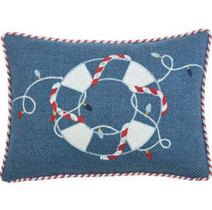 13" X 18" Blue Red And White Coastal Christmas Throw Pillow