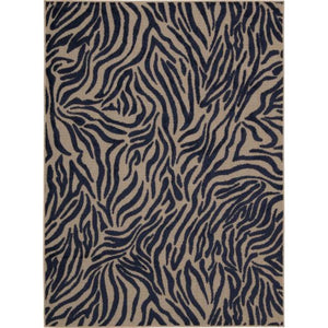 10' X 13' Navy Abstract Non Skid Indoor Outdoor Area Rug