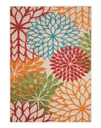 10' X 13' Green Floral Non Skid Indoor Outdoor Area Rug