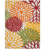 9' X 12' Red Floral Non Skid Indoor Outdoor Area Rug