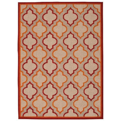 10' X 13' Red Ikat Non Skid Indoor Outdoor Area Rug