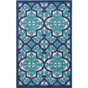 10' X 13' Navy Ikat Non Skid Indoor Outdoor Area Rug