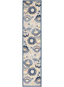 2' X 12' Blue And Grey Floral Non Skid Indoor Outdoor Runner Rug