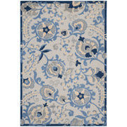 9' X 12' Blue And Grey Toile Non Skid Indoor Outdoor Area Rug