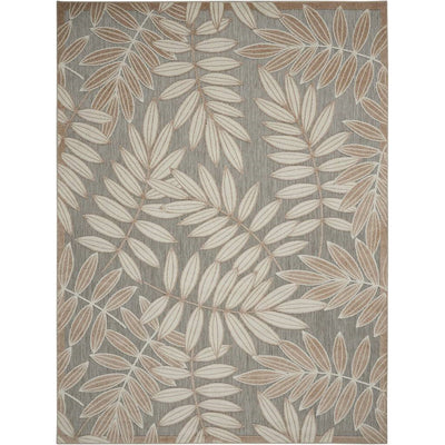 10' X 13' Natural Floral Non Skid Indoor Outdoor Area Rug