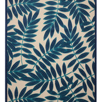 10' X 13' Blue And Ivory Floral Non Skid Indoor Outdoor Area Rug