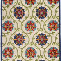 10' X 13' Blue Floral Non Skid Indoor Outdoor Area Rug