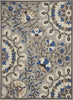 10' X 13' Grey Floral Non Skid Indoor Outdoor Area Rug