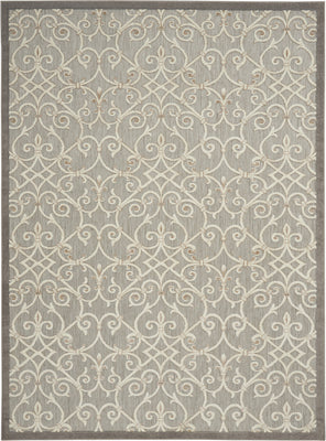 10' X 13' Natural Damask Non Skid Indoor Outdoor Area Rug