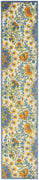 2' X 12' Blue Yellow And White Toile Non Skid Indoor Outdoor Runner Rug