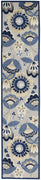 2' X 12' Blue And Grey Floral Non Skid Indoor Outdoor Runner Rug