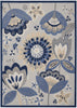 10' X 13' Blue And Grey Floral Non Skid Indoor Outdoor Area Rug