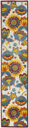 2' X 12' White Yellow And Blue Floral Non Skid Indoor Outdoor Runner Rug