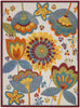 10' X 13' White Yellow And Blue Floral Non Skid Indoor Outdoor Area Rug