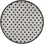 8' X 8' Black And White Round Gingham Non Skid Indoor Outdoor Area Rug