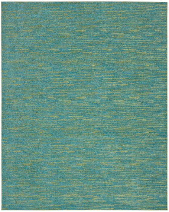 10' X 14' Blue And Green Striped Non Skid Indoor Outdoor Area Rug