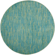 8' X 8' Blue And Green Round Striped Non Skid Indoor Outdoor Area Rug