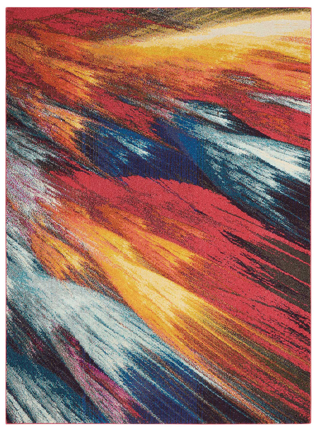 4' X 6' Burst Abstract Power Loom Non Skid Area Rug