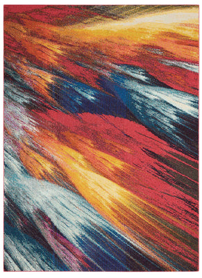 4' X 6' Burst Abstract Power Loom Non Skid Area Rug